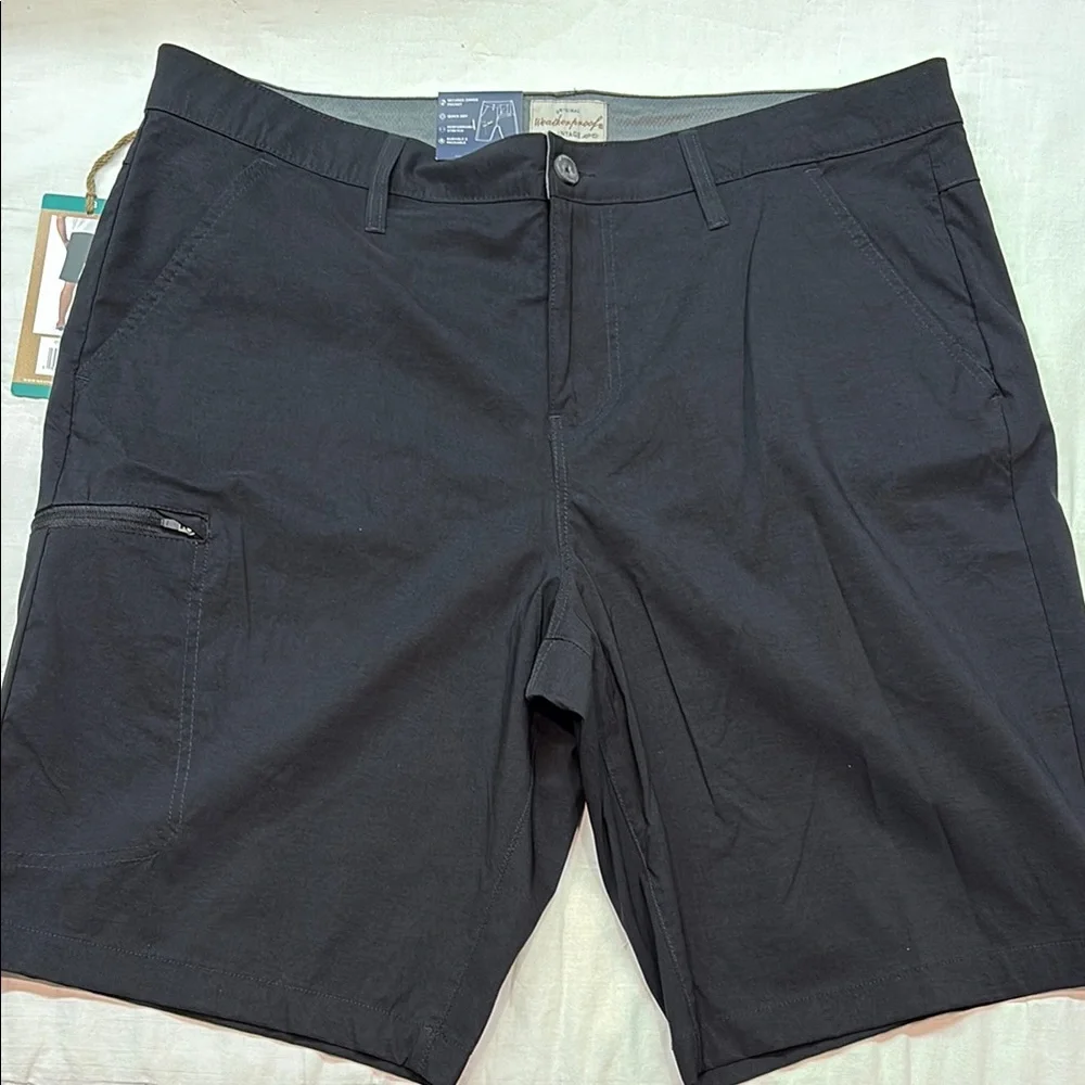 NWT Weatherproof Black Packable Hybrid Trail Shorts Quick Dry Stretch 10.5